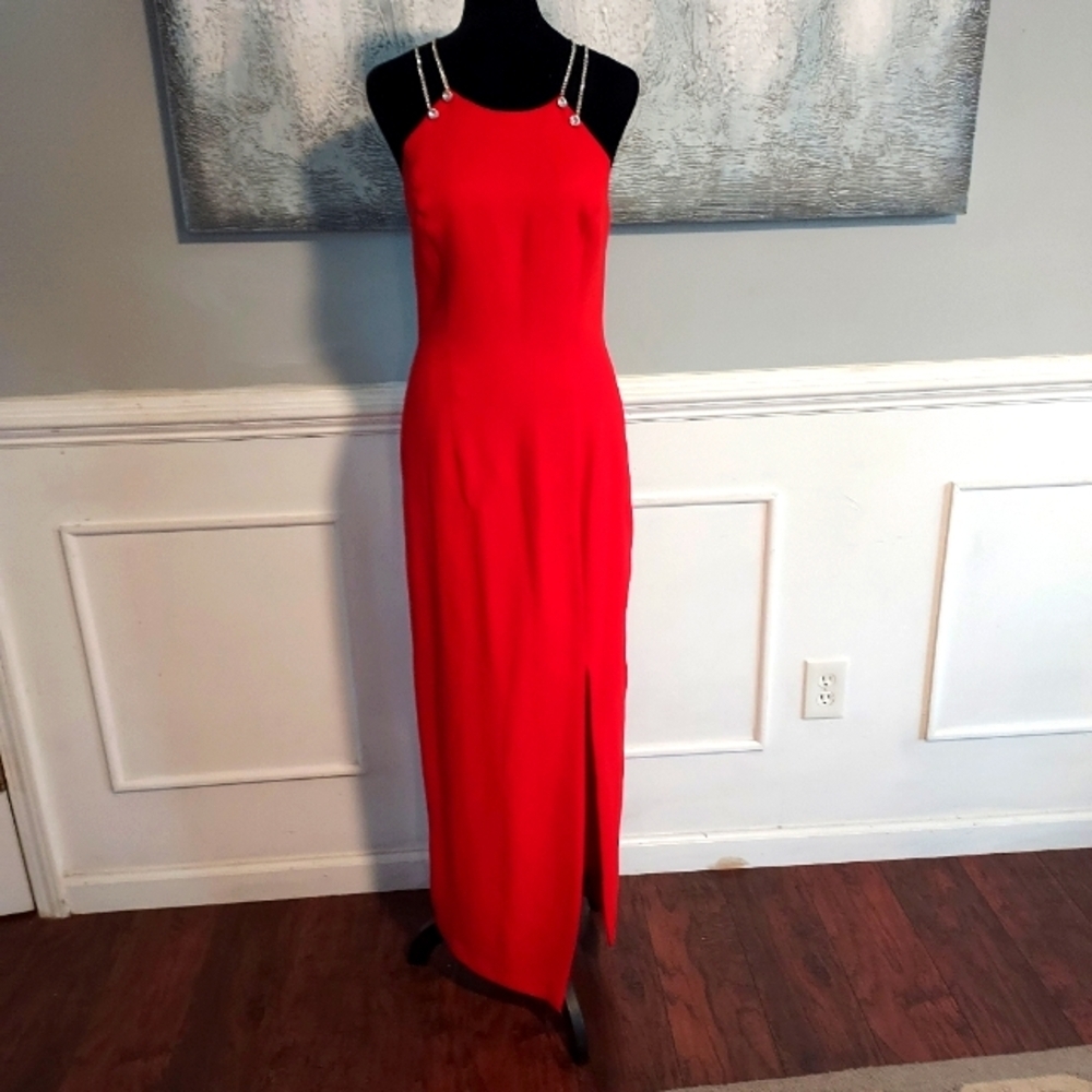 NIGHT STUDIO NY Vintage Red Jewel Maxi Formal  Dress Sz 6